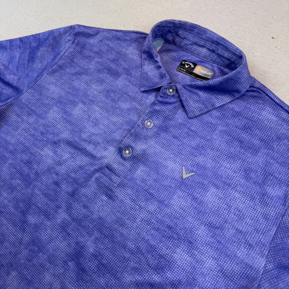 Callaway Opti-Dri Mens Medium Purple/Blue Heathered Micro Dot Golf Polo Shirt